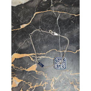 Christian Dior John Galliano Era Blue Oblique Enamel Logo Bracelet 8"